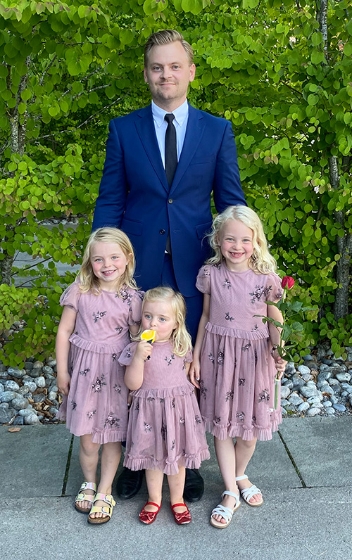 Thomas Martinsen with his three children, he is new in our WATS Operations team.